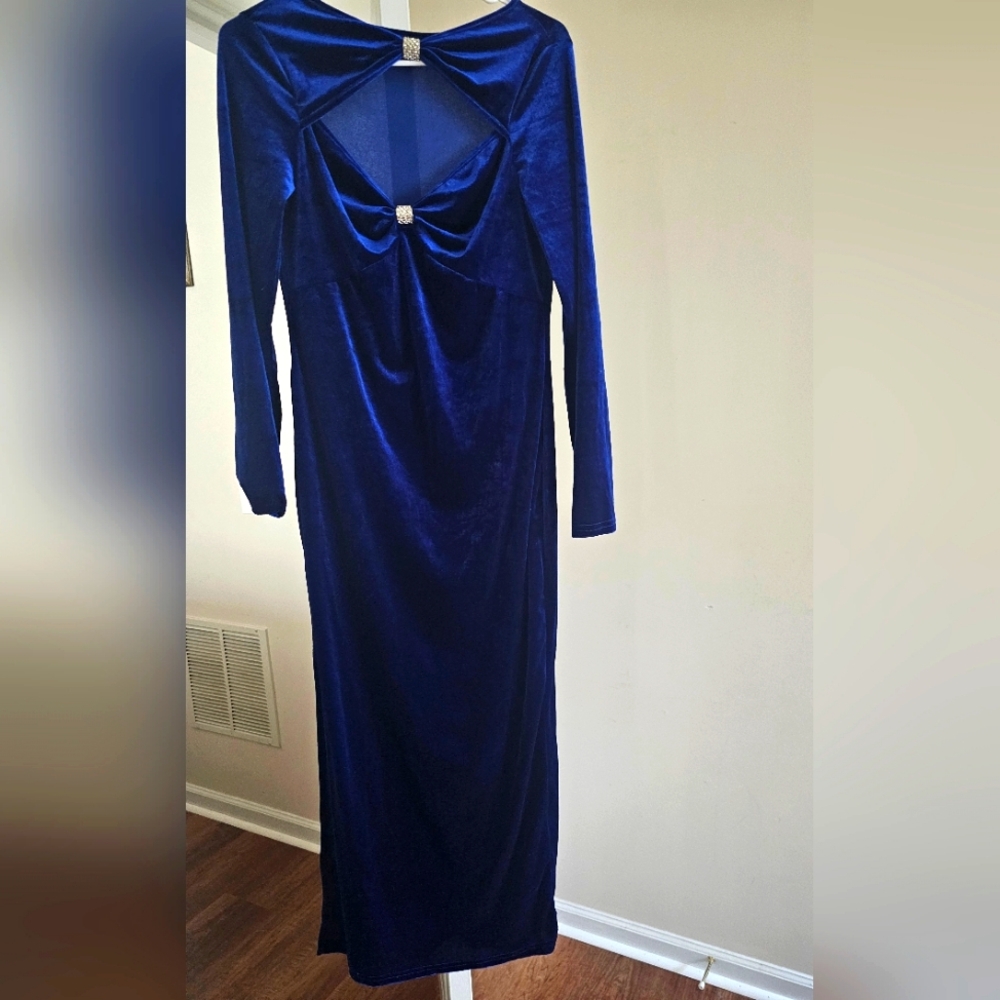 New Blue Velvet Party Dress.